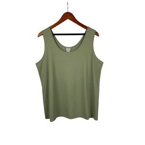 Chicos Womens XL Green Tank Top Nylon Spandex Blend Sleeveless Scoop Neck